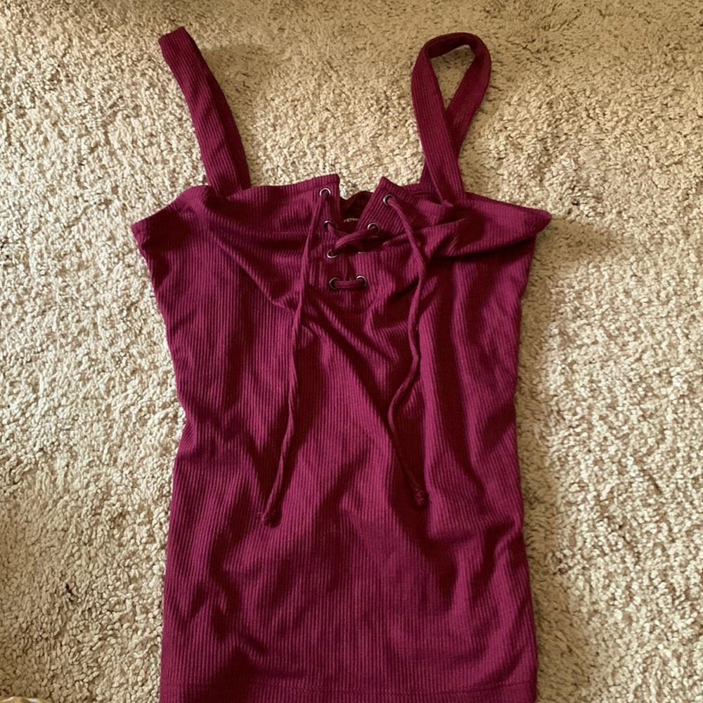Aeropostale, size s, maroon tank top with adjustable tie in front
